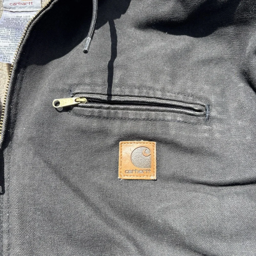 Vintage Carhartt Jacket Mens XXL Black Detroit Sherpa Lined Hooded J141 BLK